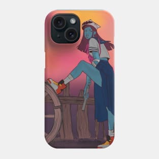 Blue girl and a gun Phone Case