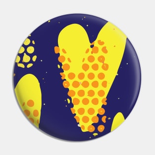 Big Hearts Graphic Design in Blue and Yellow Contrasting Tones GC-116-15 Pin