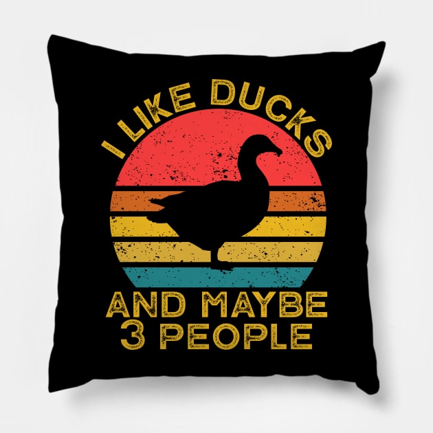 I Like Ducks And Maybe Like 3 People Pillow by Wakzs3Arts