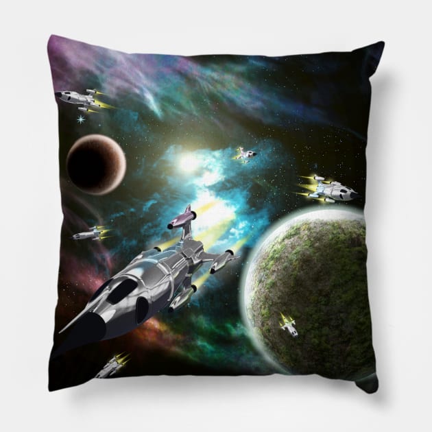 Space Fleet Pillow by Packrat