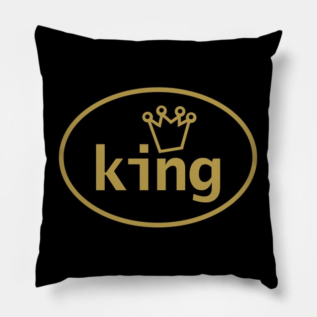 Gold King and Crown Oval Pillow by ellenhenryart