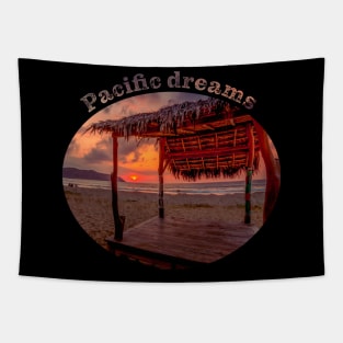 Sunset Tiki Hut a Pacific Dream Tapestry