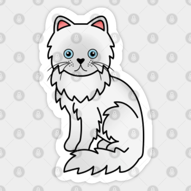 White Persian Cat Cute Cartoon Illustration White Persian Cat Sticker Teepublic Uk