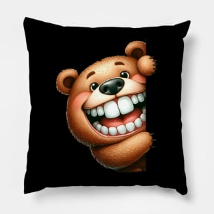 Cute Bear Playing Peek a Boo Pillow