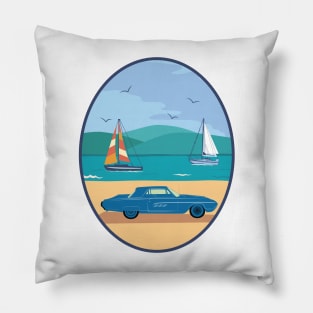 Classic Car on the Beach Pillow