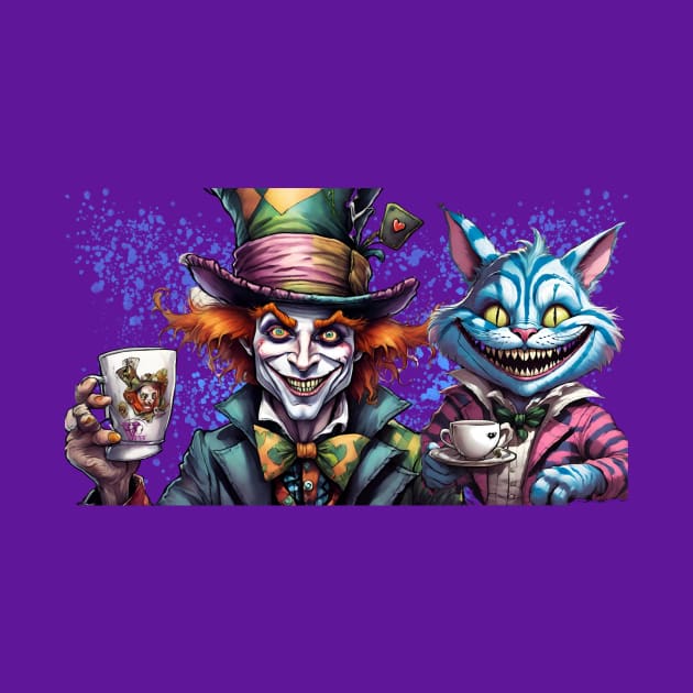 Mad Hatter and Cheshire Cat drink tea by Viper Unconvetional Concept