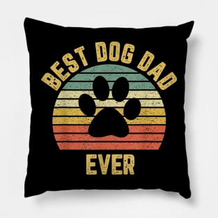 Best Dog Dad Ever Paw Print Vintage Pillow