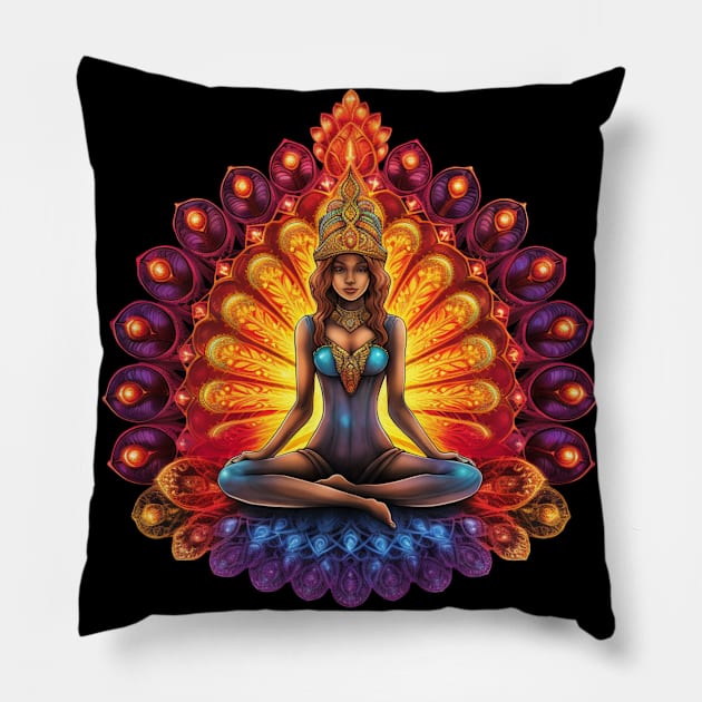 Meditation Chakra Infused Mushroom Pillow by MushMagicWear