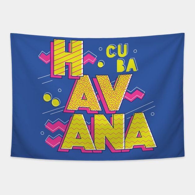 Retro 90s Havana, Cuba Tapestry by SLAG_Creative