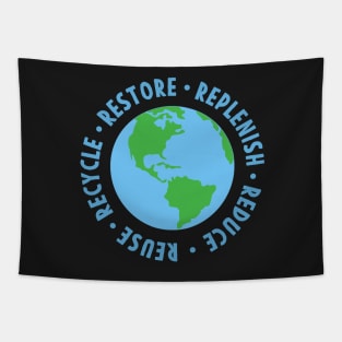 Earth day Restore Replenish Reduce Reuse Recycle Tapestry