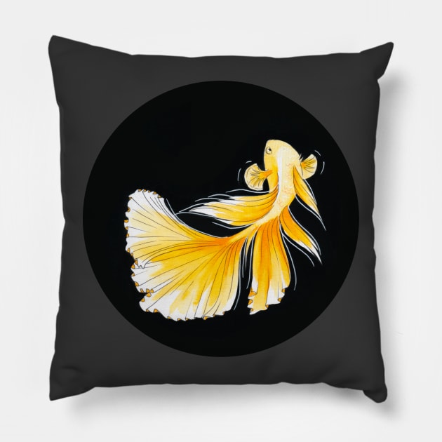 Siamese fighting fish circle Pillow by Leonie Jonk