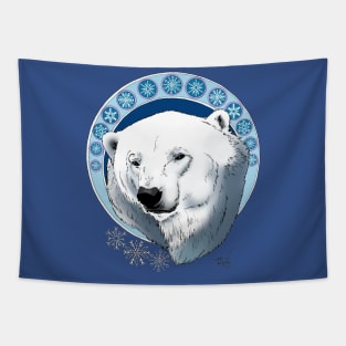 Polar Bear Snowflakes Tapestry