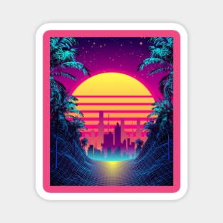 Vaporwave City Pop Colorful 80s 90s Retro Sunset Futurism Design Magnet