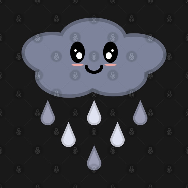 Kawaii Cute Happy Stormy Rain Cloud in Black by Kelly Gigi