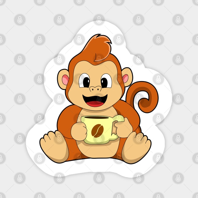 Monkey with Cup of Coffee Magnet by Markus Schnabel