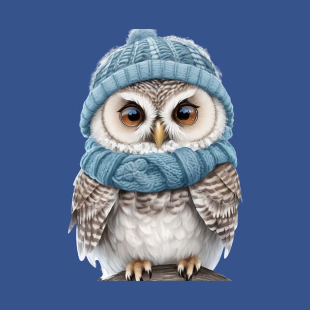 Winter Whimsy: Owl in Woolly Hat and Scarf by susiesue