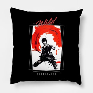 Martial Art Kung Fu Wild Nature Free Spirit Art Brush Painting Pillow