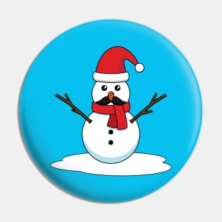 Funny Snowman with Mustache and Carrot Pin