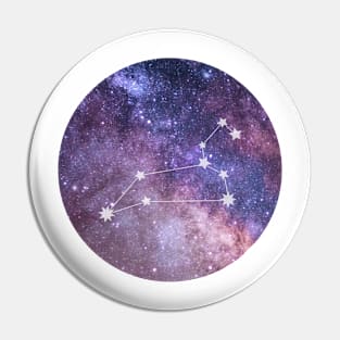 Leo Sign in the Dark Pink Starry Night Sky Pin