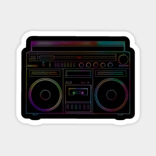 Old School Retro Neon Outline Boombox Magnet