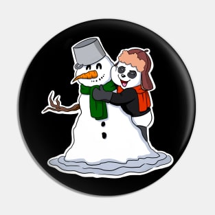 Cute Christmas Panda with Snowman Pin