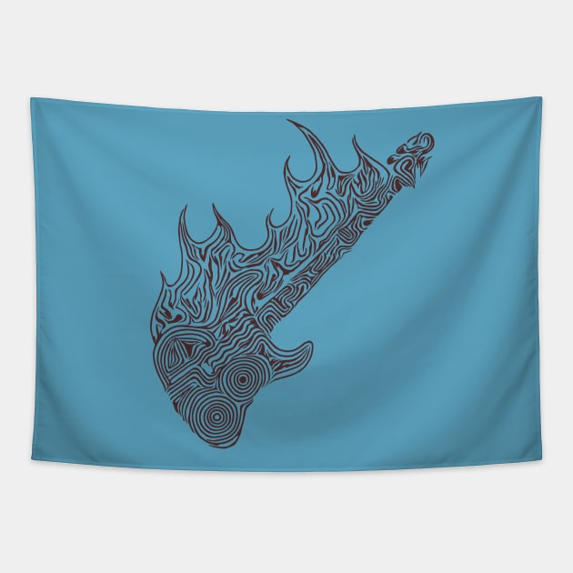 Flaming Bass Guitar Tapestry by PsychedelicDesignCompany