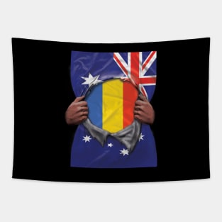 Romania Flag Australian Flag Ripped - Gift for Romanian From Romania Tapestry