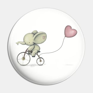 Cute Elephant riding his bike Pin