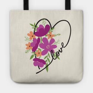 Floral Heart Love Letters for Flower Lovers Tote