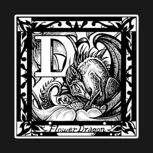 D is For Dragon Flower - White Outlined Version T-Shirt