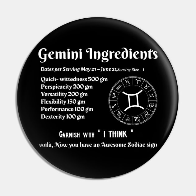 Gemini Ingredients Pin by Ink by Evanliy