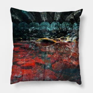 red lagoon in landcape collage ecopop Pillow