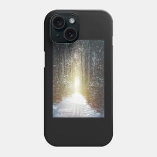 Road through winter forest Phone Case