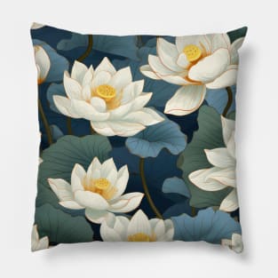 Serenity Blooms: Timeless Lotus Flower Pattern Pillow