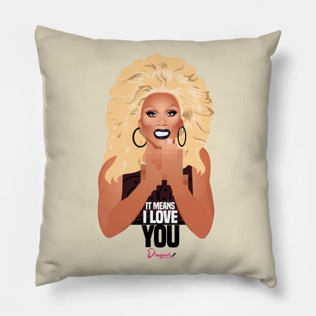 RuPaul blurred vs Utica from RuPaul's Drag Race Pillow by dragover