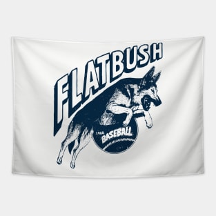 Vintage German Shepard Flatbush Baseball Mascot Team Tapestry