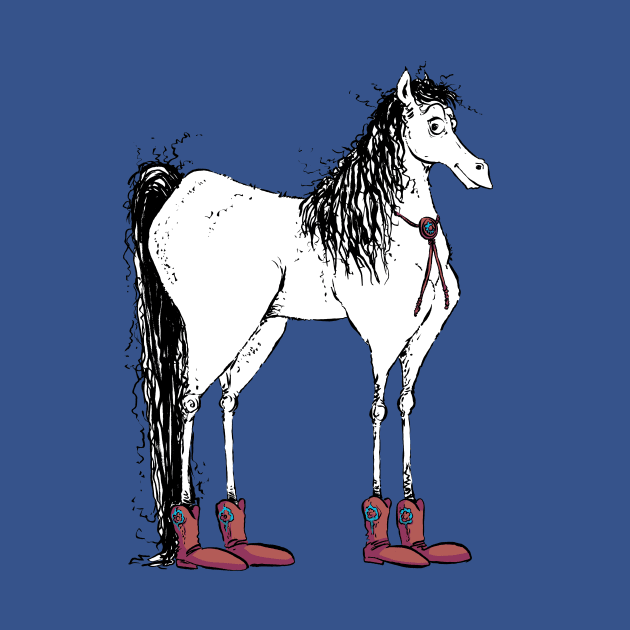 A Cute Tall Horse with a Bolo Tie and Cowboy Boots by obillwon