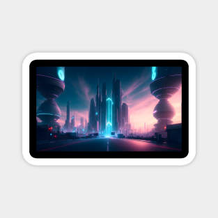 Futuristic city with beautiful sky landscape Magnet