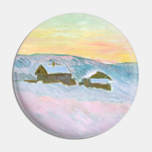 Landscape of Norway - The Blue Houses by Claude Monet Pin by Classic Art Stall