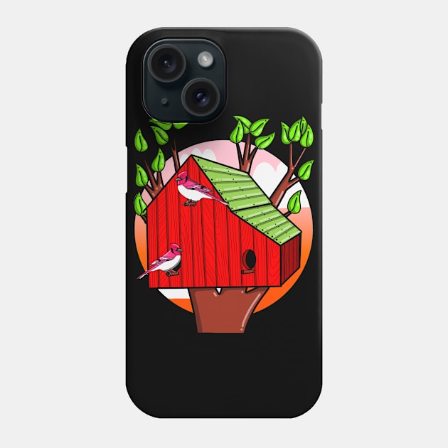 Slant Roof Birdhouse with Cardinals Phone Case by The Craft ACE