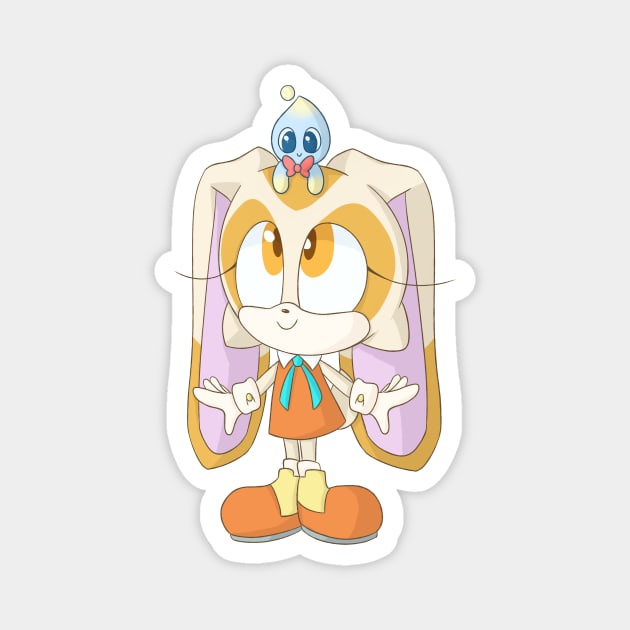 Sonic inspired: Cream the Rabbit and Cheese the Chao Magnet by SpookytheKitty2001
