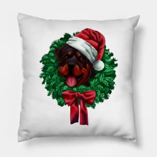 Christmas Rottweiler Pillow