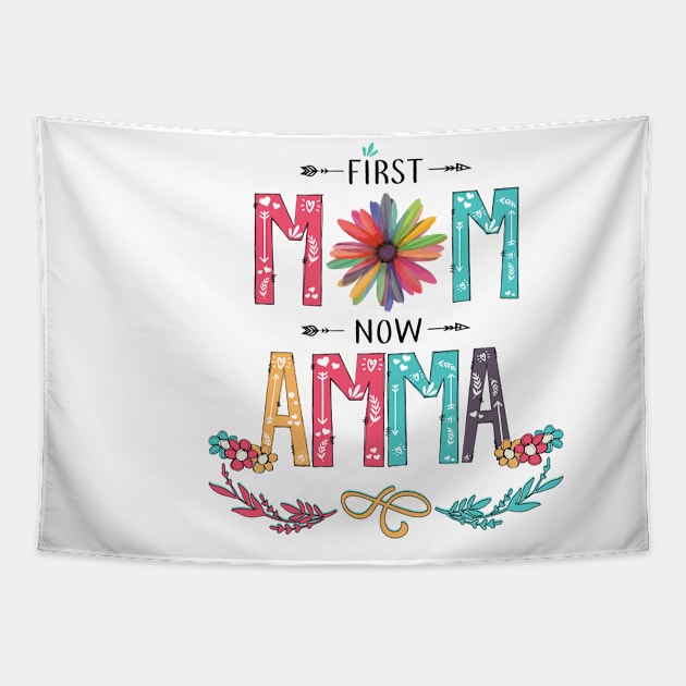 First Mom Now Amma Wildflowers Happy Mothers Day Tapestry by KIMIKA