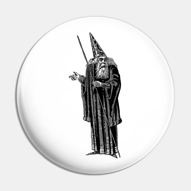 Old Wizard Vintage Design Pin by penandinkdesign@hotmail.com