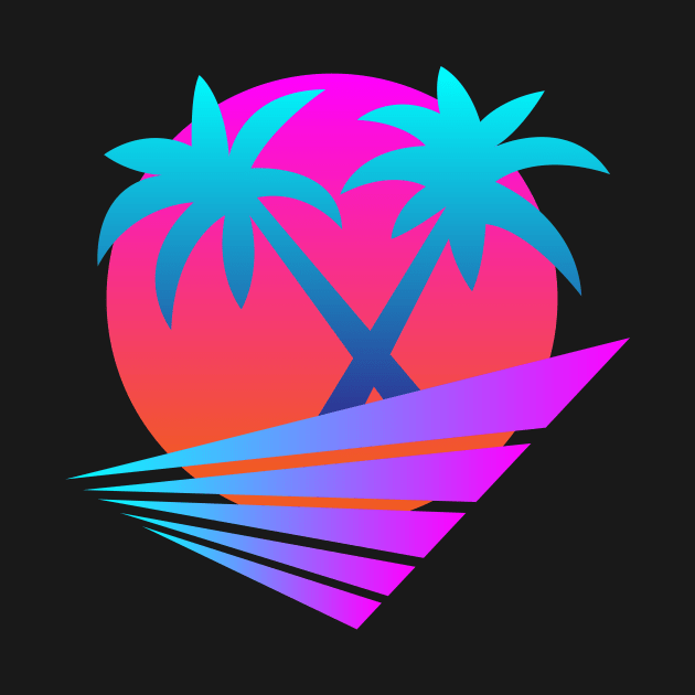 Retro 80's Sunset Palms by Starquake