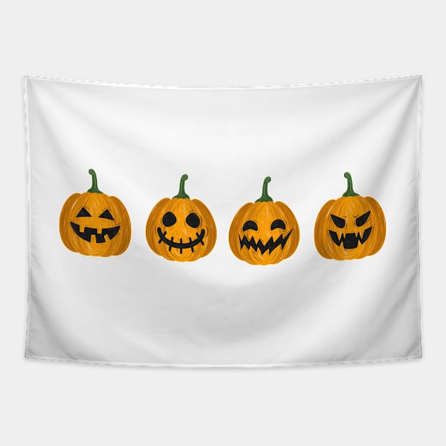 Vintage Halloween pumpkins Tapestry by Islanr