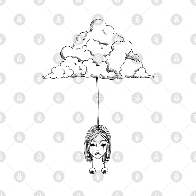 Discover High as a cloud black line art illustration by shoosh - High - T-Shirt