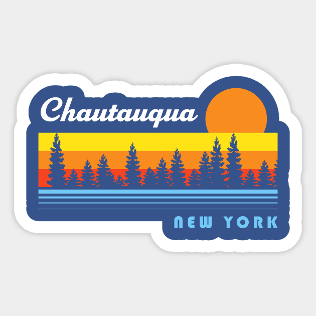 Chautauqua Lake New York NY Retro Sunset Fishing - Chautauqua Lake
