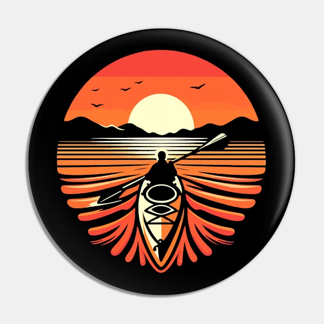 Kayaking Sunset Pin by Kudostees