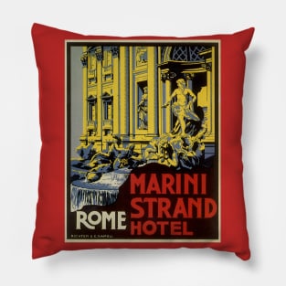 Vintage Travel Poster from Marini Strand Hotel Pillow